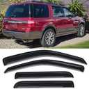 Side Window Visor Vent Deflector for 1997-2017 Ford Expedition,fit 1998-2017 Lincoln Navigator,Outside Mount Tape-on Dark Smoke Rain Guards Window Shades 4pc 94233