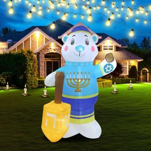 8 FT Polar Bear Hanukkah Inflatable Decoration with LED Lights for Holiday Celebration Decorations on Yard, Lawn and Patio 8 FT Polar Bear Hanukkah Inflatable Decoration with LED Lights for Holiday Celebration Decorations on Yard, Lawn and Patio