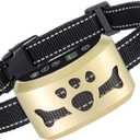 Dog Bark Collar, Anti Bark Collars for Large Medium Small Dogs with 7 Level Sensitivity Adjustable and 4 Stop Barking Modes, Rechargeable Bark Collar No Shock for Dogs with Beep Vibration Shock (Gold)