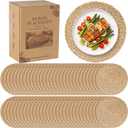 60 Pack 13.8IN Round Woven Placemats, Natural Bulrush Boho Farmhouse Mats