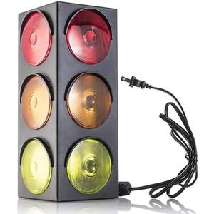 Kicko Traffic Light Prop, 12.25 inch - Simulates Traffic Stop Light - Novelty Traffic Light Lamp - Plug-in Blinking Bedside Lamp - Race Decorations Traffic Signs - Red Light Green Light Game for Kids
