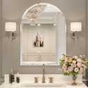 Frameless Bathroom Mirror, 22" x 30" Arched Vanity Mirror for Wall Beveled, Arch Wall Mounted Mirror for Hallway, Entryways, Over Sink