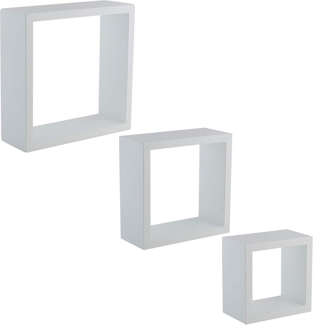 Organize It All Wall Mounted Floating Cube Shelves (Set of 3) -White