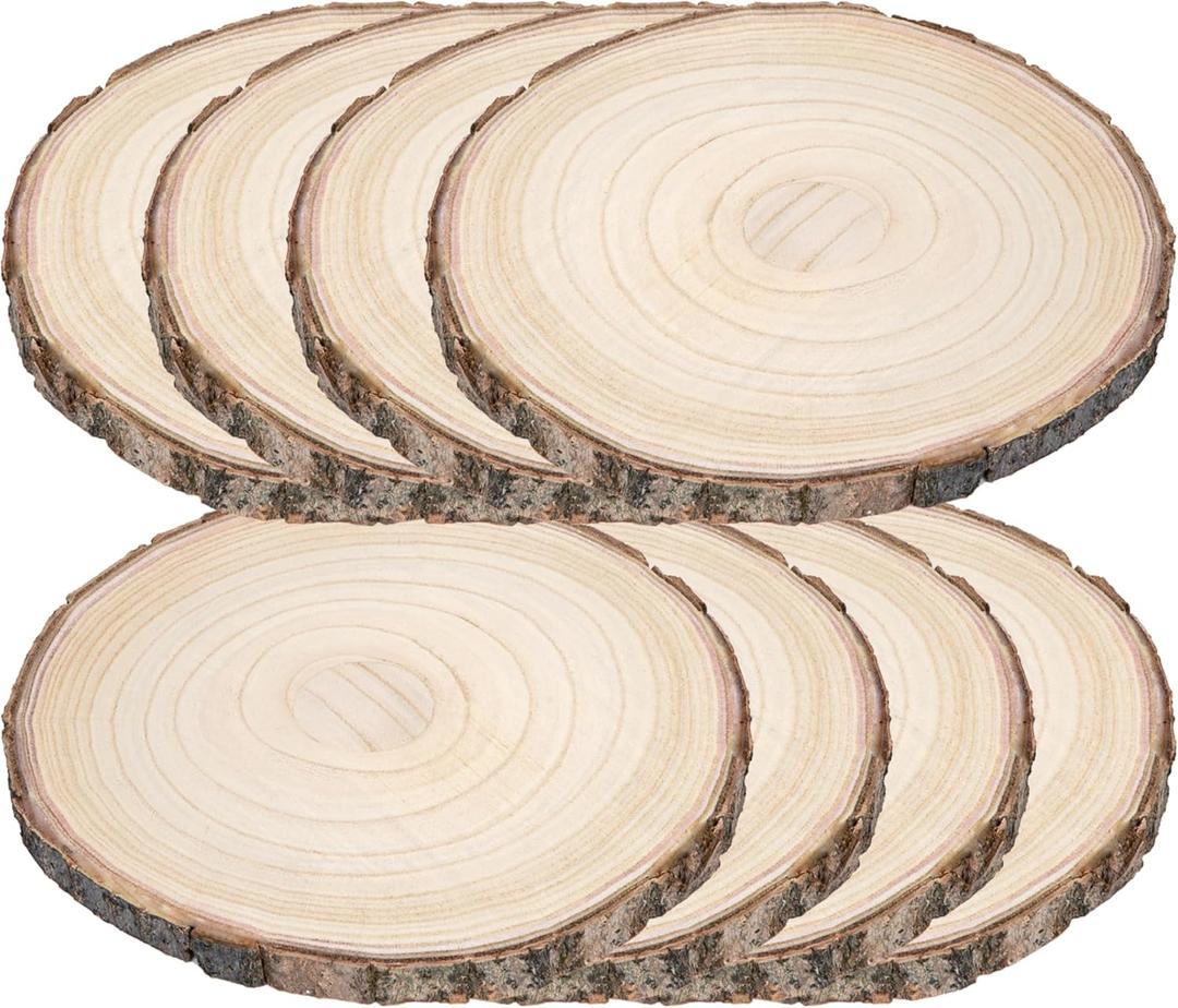 8 Pieces of 10-11 Inches Wood Slices for Centerpieces,Wooden Slices for Table Top,Wooden Slabs for Crafts,Round Wood Splices for Wedding Table,Home Dinner Table,Etc.(10-11 inches)