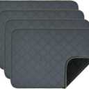 RIOUSSI Washable Pee Pads for Dogs, Reusable, Absorbent, Leakproof, Non Slip Pet Puppy Pads for Potty Training. Dark Gray, 18x24 Inch(4pack)