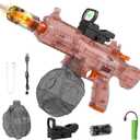 Electric Water Guns for Kids Adults, Transparent Automatic Squirt Guns, Powerful Water Squirt Gun with 28-32 FT Long Range, Summer Outdoor Beach Swimming Pool Party Toys for Boys Girls Adults (Pink)