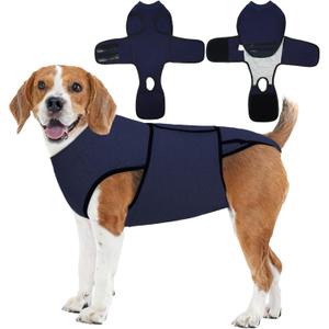 Nanaki Dog Surgery Recovery Suit-Body Suits After Surgery, Dog Spay Recovery Suit Female Male Neuter, Abdominal Wounds Bandages, E-Collar Alternative Prevent Licking, Soft Protective Pet Pajamas,  L(Back Length: 15.7"), Navy