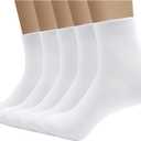 SERISIMPLE Viscose Bamboo Men's Breathable Quarter Thin Ankle High Socks - Comfort Cool Soft 5 Pairs (Large, White)