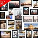 Magnetic Photo Frame, 30 pack Picture Collage Frame, Holds 4X6", 3.5X5", 3X4.5", 2.5X3.5 inches, and a Free Combination Dimensions, Use for Refrigerator,Dishwasher and Other Metallic Surfaces, Black