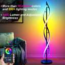BESKETIE RGB Spiral Floor Lamp, Unique LED Corner Standing Lamps with Remote Control, Dimmable Color Changing Mood Lighting for Living Room, Bedroom, Gaming Room - Black
