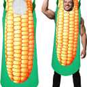 Shihanee Adult Corn on The Cob Costume Funny Halloween Food Costume Fancy Dress Suit for Men Women Dress up Party
