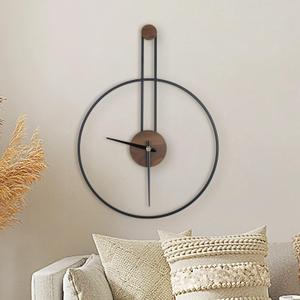 Modern Wall Clock Large Wall Clocks with Walnut Dial Silent Non-Ticking for Living Room Home Decor Bedroom Kitchen Office 17.8'' 24.4'' (Black, Medium)