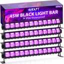 4 Pack 45W Black Light Bar IP66 Waterproof with 6ft Cord+Switch, Each Light Up 25x25ft Area, LED Outdoor Blacklight Flood Light for Glow Party Body Paint Fluorescent Poster Classroom Bedroom Halloween