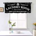Black Kitchen Curtains Laundry Room Design for Windows Valances Rod Pocket Curtain Valance for Bathroom Living Room Cafe Home Decor (Laundry Room, 18"x54"-1pc)