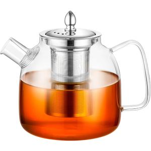 33oz/1000ml Glass Teapot with Removable Infuser, Borosilicate Glass Tea Pot Stovetop Safe, Blooming and Loose Leaf Teapots