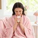BEDELITE Fleece Decorative Blanket - 3D Jacquard Pink Throw Blankets for Women's Couch & Bed, Soft and Cozy Warm Plush Fluffy Blanket, Cute Birthday Gift for Women, 50x60 Inches
