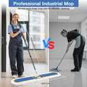 48" Commercial Industrial Dust Mop for Floor Cleaning, Large Floor Dust Broom with Washable Mops Pads, Wet Dry Duster Mops for Hardwood Floors,Marble, Laminate, Tile, Concrete, Garage,Blue