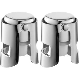 Champagne Stoppers with Stainless Steel Champagne Saver with Food Grade Silicone Leak proof Keep Fresh Suitable for Champagne, Cava, Prosecco and Sparkling (Silver, 2 Pack)