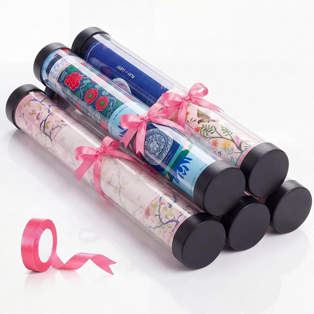 Thenshop 36" Mahjong Storage Tubes with Lids for Mats, Black, 5 Pack
Clear Protective Carrying Case for Mahjong, Tablecloths, Yoga Mat, Board Games, Tripod, Plastic Organizer Container