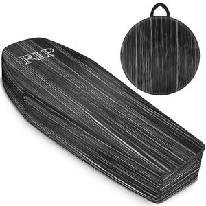 Liliful Halloween Cemetery Pop up Coffin With Lid, 60 Inch Collapsible Prop Life Size, Scary Fake Fabric for Graveyard, Halloween Decoration, Lawn, Party, House (Wooden, 1 Pcs)