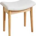 Royal Windsor Vanity Stool with Saddle Cushion, 18 Inch Makeup Vanity Chair for Living Room, Modern Foot Stool Ottoman Piano Bench,Small Upholstered Bench for Bedroom, Beige (10.2"d Beige+wood Grain)