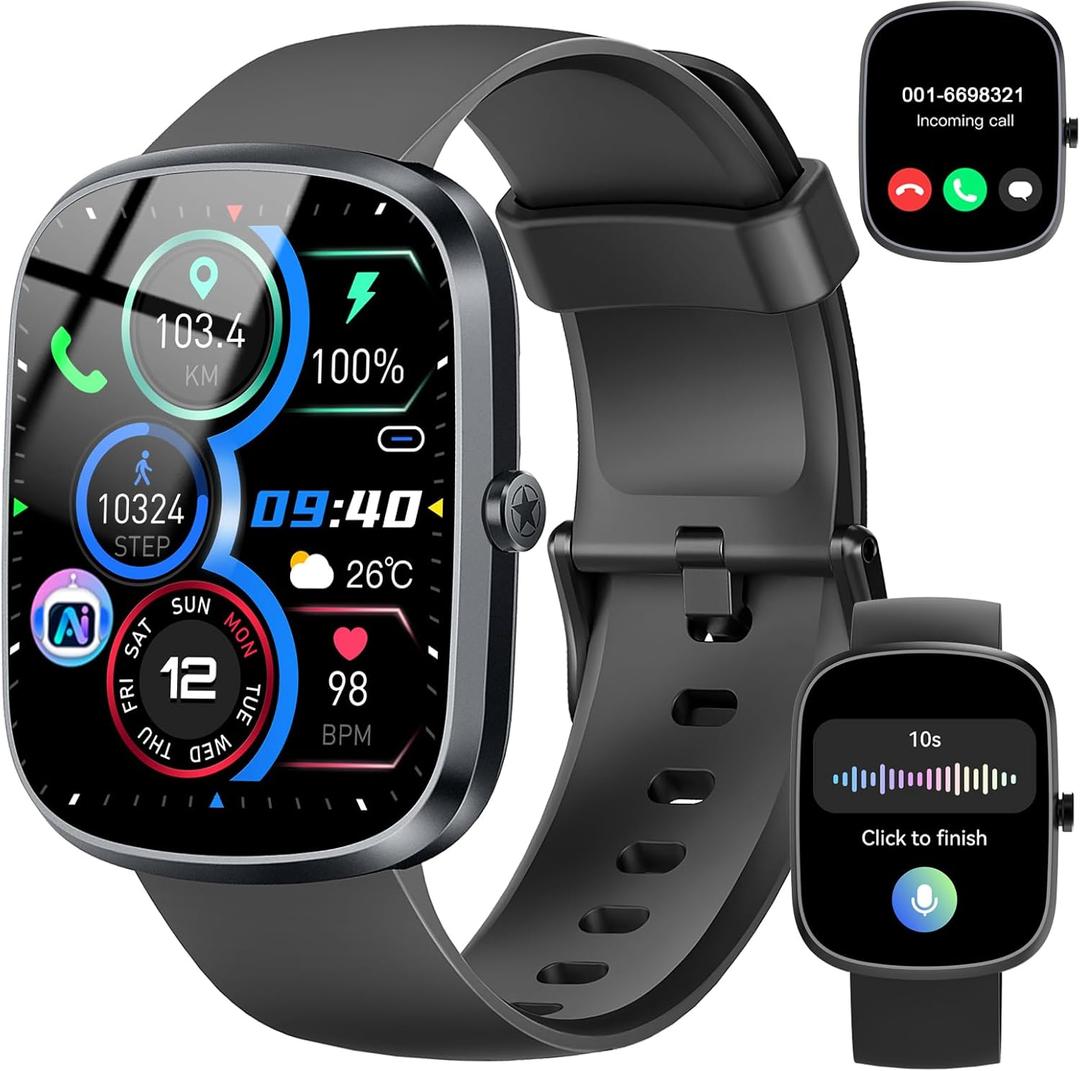 Smart Watch with AI ChatGPT, 1.91"HD Smartwatch for Men Women( Answer/Make Calls), 2025 Fitness Tracker with Heart Rate/Sleep Monitor, 110+Sport Modes, IP68 Waterproof Health Analysis for Android iOS (Black)