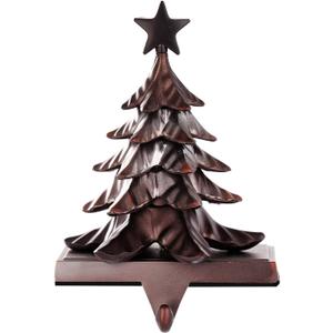 Pine Tree Christmas Stocking Holder Anti-Slip Fireplace Stocking Hanger Xmas Hook Gift for Christmas Mantle Table Indoors Decor(1, Pine Tree)