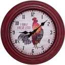 La Crosse 404-3630 12-inch Round Distressed Red Rooster Analog Wall Clock
