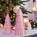 6Pcs Pink Christmas Decor, Tabletop Pink Christmas Tree for Christmas Decorations Xmas Centerpiece for Table Mantel Home Decor