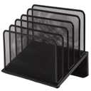 1InTheOffice Metal Mesh File Organizer, Black Wire Mesh 5 Section Incline Sorter, Black Finish