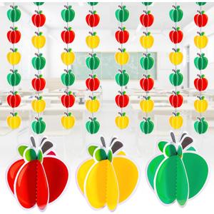 6 Pcs Back to School Decorations First Day of School Banner Pencil Apples Hanging Decorations for Teacher Appreciation Welcome Back to Classroom Ceiling Party Supplies(Colorful,Apple)