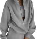 HBQ Women's 2 Piece Outfit Sweatsuit Half Zip Sweatshirt And Joggers Sweatpants Tracksuit Lounge Set-L-Gery