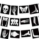 X-ray Radiology Party Decorations - 3 Pcs Xray Rad Tech Skeleton Skull Bone Banner Garland, X Ray Medical Decor Doctor Nurse Party Supplies for Halloween Birthday School Black White