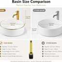 14.2” Round Ceramic Vessel Sink Gold Rim Basin With Pop-Up Drain