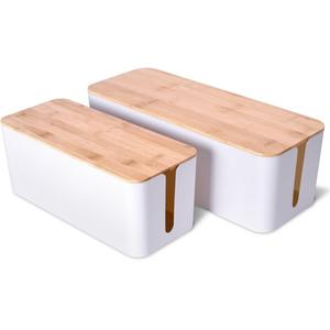 Cable Management Box Cable Management Kit for Power Strip to Hide Wires,Cord Organizer Boxes,Safe ABS Material Wire Organizer of Cable Clips Sleeve for Home & Office,3Pack-128PCS/White