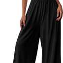 PRETTYGARDEN Women's Trendy Strapless Rompers 2026 Ruched Tube Top Wide Leg One Piece Jumpsuits Beach Vacation Summer Outfits, Medium