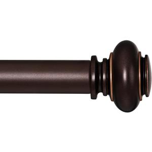 Bronze Curtain Rods for Windows 28 to 48 Inches Adjustable Decorative 1 Inch Diameter Single Window Curtain Rod Set with Classic Finials, Bronze with Gold Finishing
