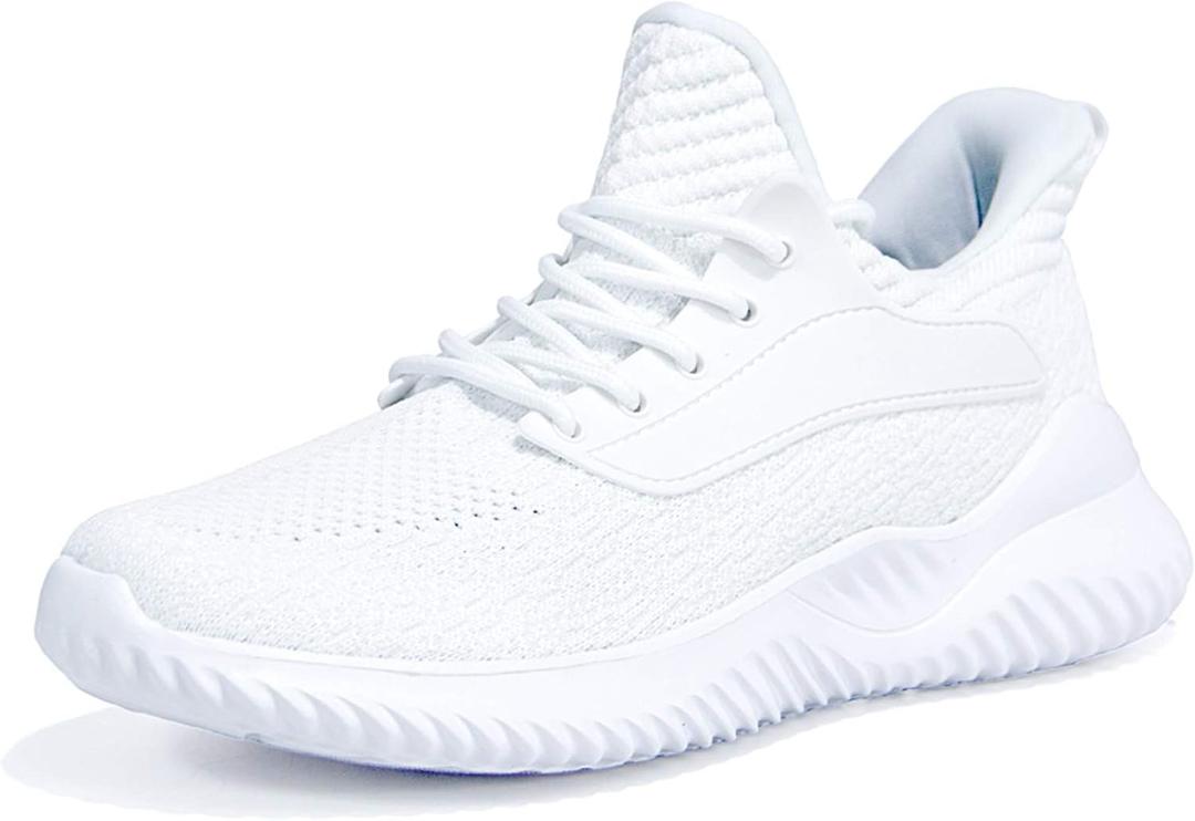 Akk Walking Shoes for Men Sneakers - Slip on Memory Foam Running Tennis Shoes for Athletic Workout Gym Jogging Indoor Outdoor Lightweight Breathable Casual Sneakers (12, White)