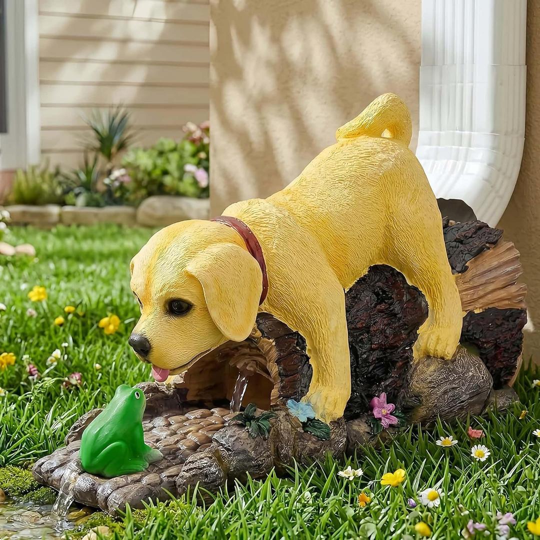 Real Dog Gutter Downspout Extender Statue, Garden Animal Decor Gutter Extension, Splash Block, Eco-Friendly Resin, Outdoor Decor Sculpture, Gutter Diverter Rain Perfect for 3"x4" Downspout