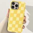 for iPhone 11 Case 6.1 Inch, 2-in-1 Trendy Checkered Aesthetic Cute Girly Design for Women & Girls, Checkerboard Pattern Phone Case, Slim Fit Silicone Protective Cover, Yellow