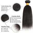 #1B Natural Black Bundles Human Hair Yaki Straight Bundles Human Hair 12 14 16 Inch SeeGovie Unprocessed Brazilian Virgin Hair Natural Color Kinky Straight Bundle Human Hair Extensions 150 Gram