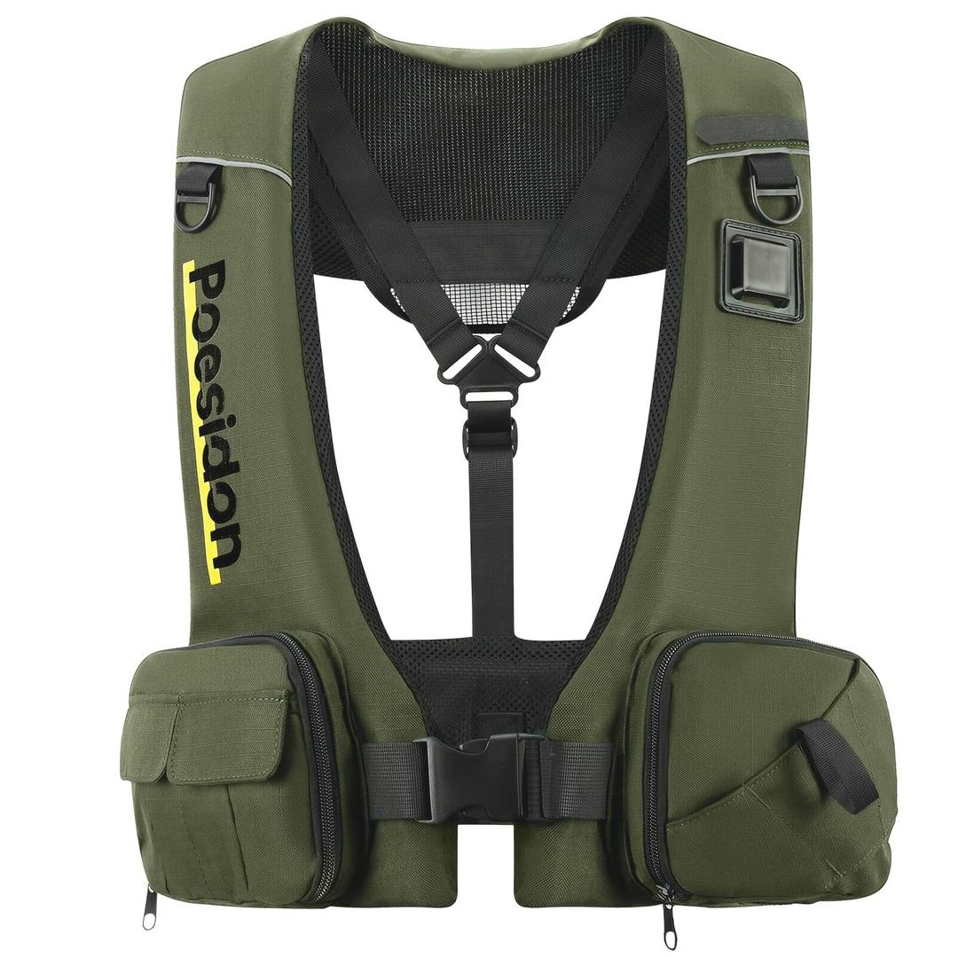 Poesidon Adjustable Lightweight Breathable Water Safety Life Jacket | Classic Unisex Design | Multi-Functional Dual Storage Pockets | Suitable for Various Water Activities Adult Size