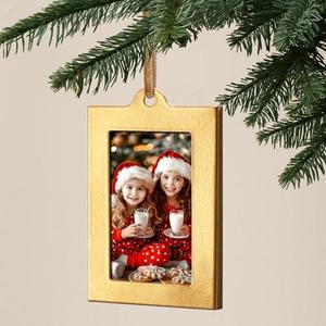 Otoolling 12pcs Christmas Vintage Metal Hanging Photo Frame Ornaments 2 x 3 Inch Reusable Small Vintage Photo Ornaments for Display Picture Xmas Frame Craft Kits for Family Christmas Tree Home Decor