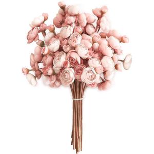 Floroom Ranunculus Artificial Flowers 18 Pcs Dusty Rose Faux Silk Mini Ranunculus Bulk Fake Wedding Filler Flowers for DIY Bouquets, Centerpieces, Bridal Shower Decorations & Arrangements