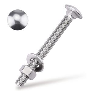 5/16-18 x 3" Carriage Bolts Kits, Grade A2-70, 304 Stainless Steel Carriage Screws with Hex Nuts and Washers, Round Head Square Neck, Coarse Thread, 8 Sets