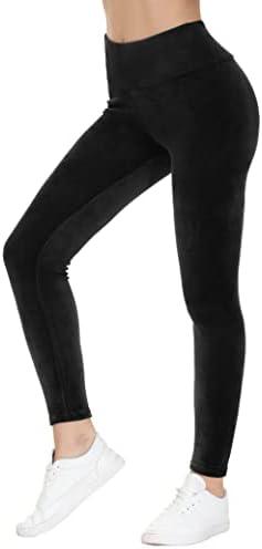 COZZIPLUS Women Velour Legging- High Waisted Buttery Soft Velvet Stretchy Legging, L Black