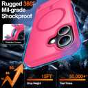 MOZOTER for iPhone 17 Case with Kickstand,[Compatible with MagSafe] [12FT Military Grade Protection] Slim Translucent Matte Shockproof Phone Case,6.3",Rosered