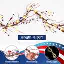 Wavwavw 59 Inches 4th of July Patriotic Garland Lighted Red White Blue Memorial Day Garland Artificial Star and Berry Lights Battery Operated 250th Anniversary Decor for Home Mantle Fireplace Table