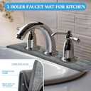 Teenyyou 2 Pcs Faucet Mat for Kitchen Sink Splash Guard for Kitchen Sink Faucet Dish Drying Mat for Bathroom Sponge Holder(Dark Gray,3 Round Holes)