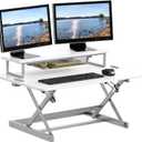 SHW 36-Inch Height Adjustable Standing Desk Converter Sit to Stand Riser Workstation, White